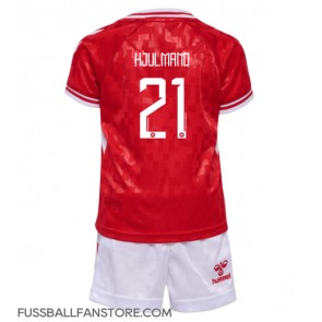 Dänemark Morten Hjulmand #21 Replik Heimtrikot Kinder EM 2024 Kurzarm (+ Kurze Hosen)